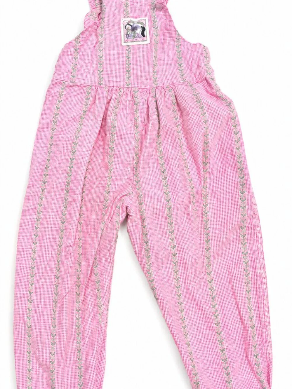 Vintage OshKosh Overalls 3T Pink Gingham Embroidered USA Made